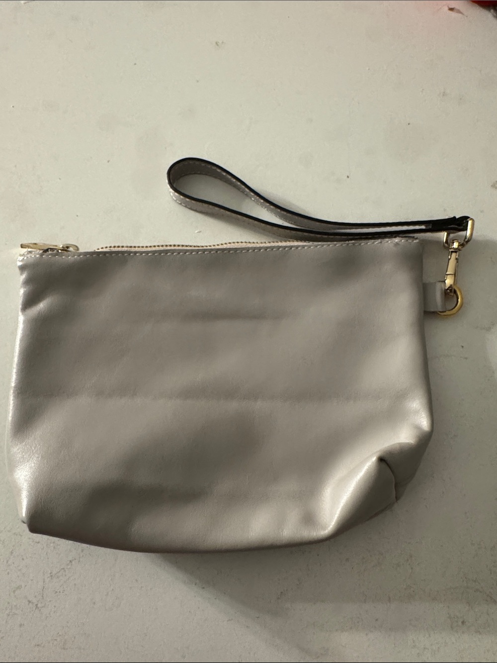 Italian Shoemakers Light Gray Leather Wristlet Clutch